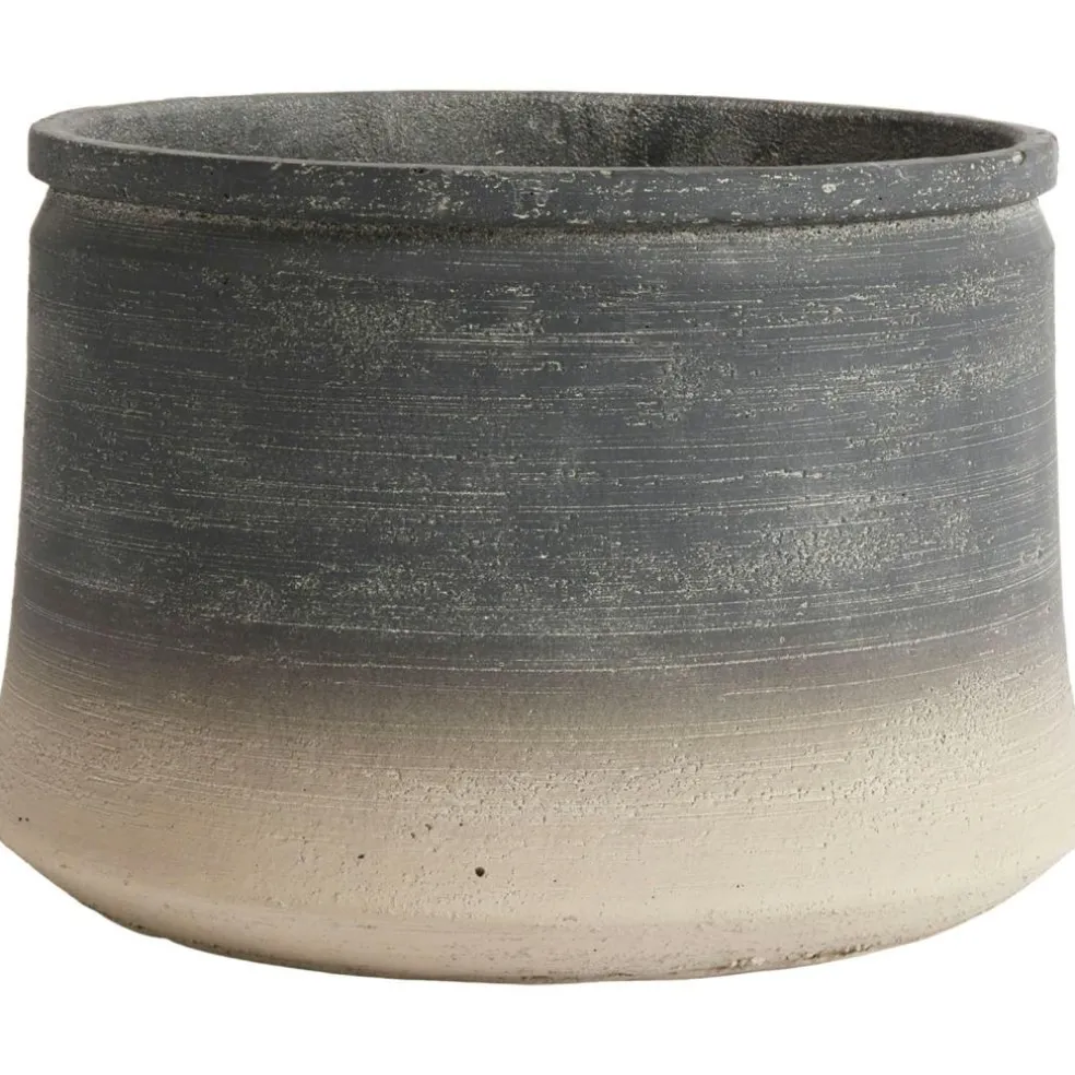 Kanji Decorative Pot Low Grey, 34 cm