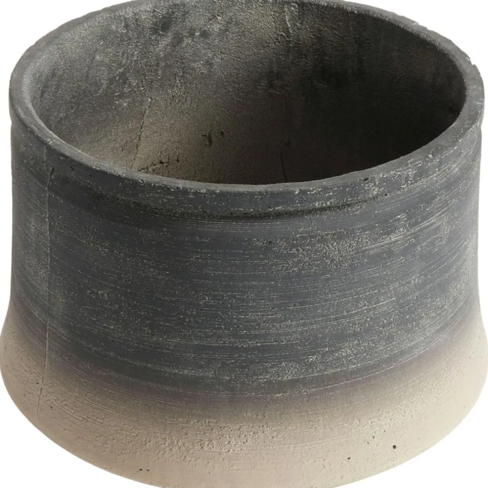 Kanji Decorative Pot Low Grey, 34 cm