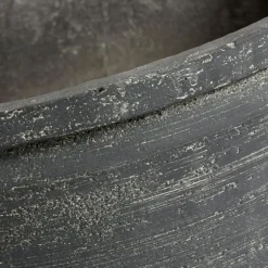 Kanji Decorative Pot Low Grey, 34 cm