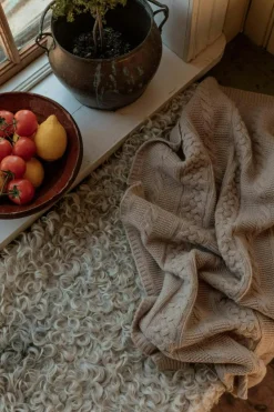 Knitted Wool Blanket 70x100 cm, Oat