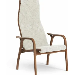 Lamino Armchair, Natural lacquered Walnut / Sheepskin Moonlight