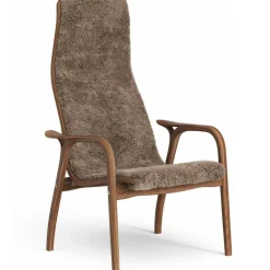 Lamino Armchair, Natural lacquered Walnut / Sheepskin Moonlight