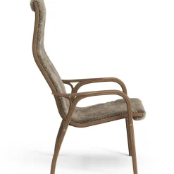 Lamino Armchair, Natural lacquered Walnut / Sheepskin Moonlight