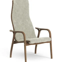 Lamino Armchair, Natural lacquered Walnut / Sheepskin Moonlight