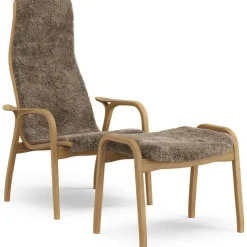 Lamino Armchair With Footstool Sheepskin, Sahara / Oiled Oak