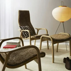 Lamino Armchair With Footstool Sheepskin, Sahara / Oiled Oak