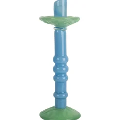 Lara Candlestick 32 cm, Blue / Minty Green