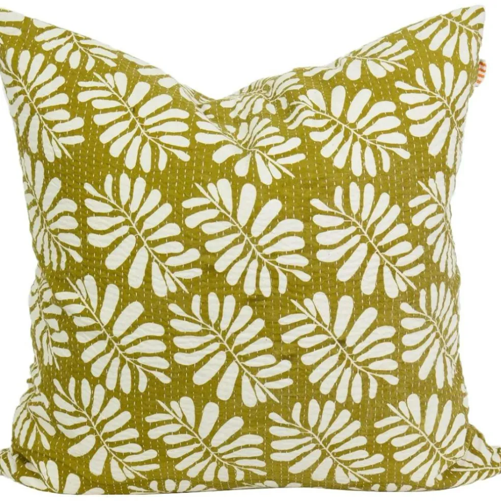 Leaf Cushion Cover 50x50 cm, Mustard