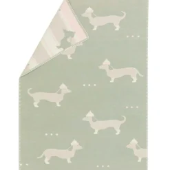 Lena Baby Blanket 75x100 cm Dachshund, Light Green