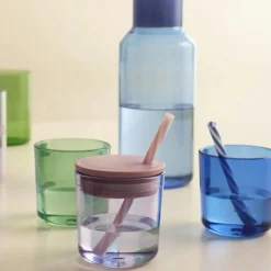 Lid With Straw For Kids Coloured Eco Drinking Glass, Purple