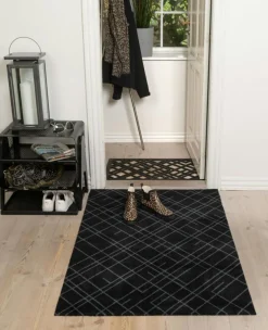 Lines Door Mat Black / Grey, 130x90 cm