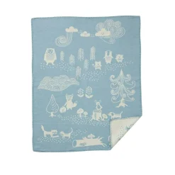 Little Bear Cotton Blanket, Blue/White