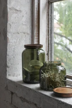 Luna Glass Jar With Lid 13 cm, Brown