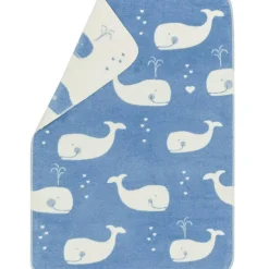 Maja Baby Blanket 75x100 cm Whales allover, Blue / Beige