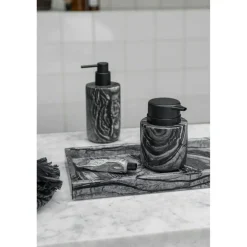 Marble Soap Dispenser Låg, Black Grey