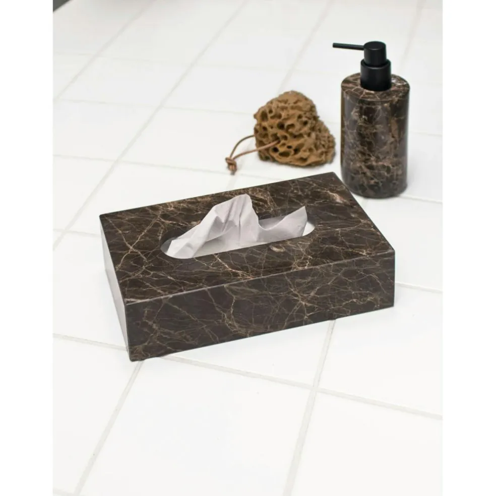 MARBLE Storage Box For Tissues, Brown