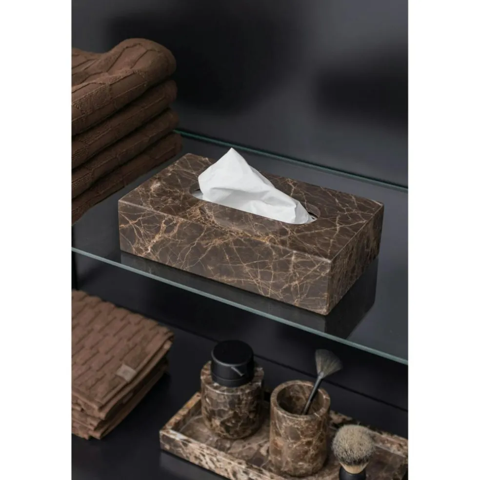 MARBLE Storage Box For Tissues, Brown