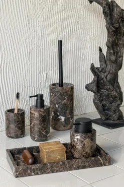 Marble Toilet Brush, Black/Grey