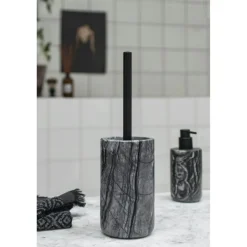 Marble Toilet Brush, Black/Grey