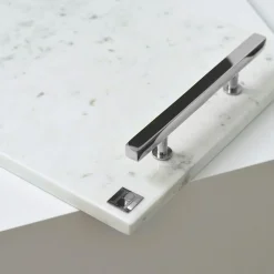 Marbletray with Handles, White / Brass