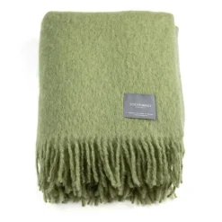 Mohair Blanket Rolled Fringe 130x170 cm, Olive Green