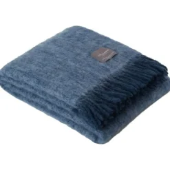 Mohair Blanket Rolled Fringe 130x170 cm, Olive Green