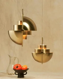 Multi-Lite Pendant 36 cm, Brass / Sea Grey Semi-matte