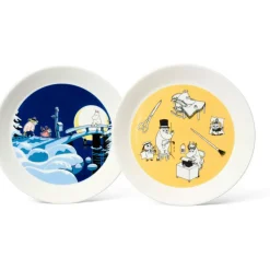 Mumin Plates 19 cm 2-pack, Office & Winter Night