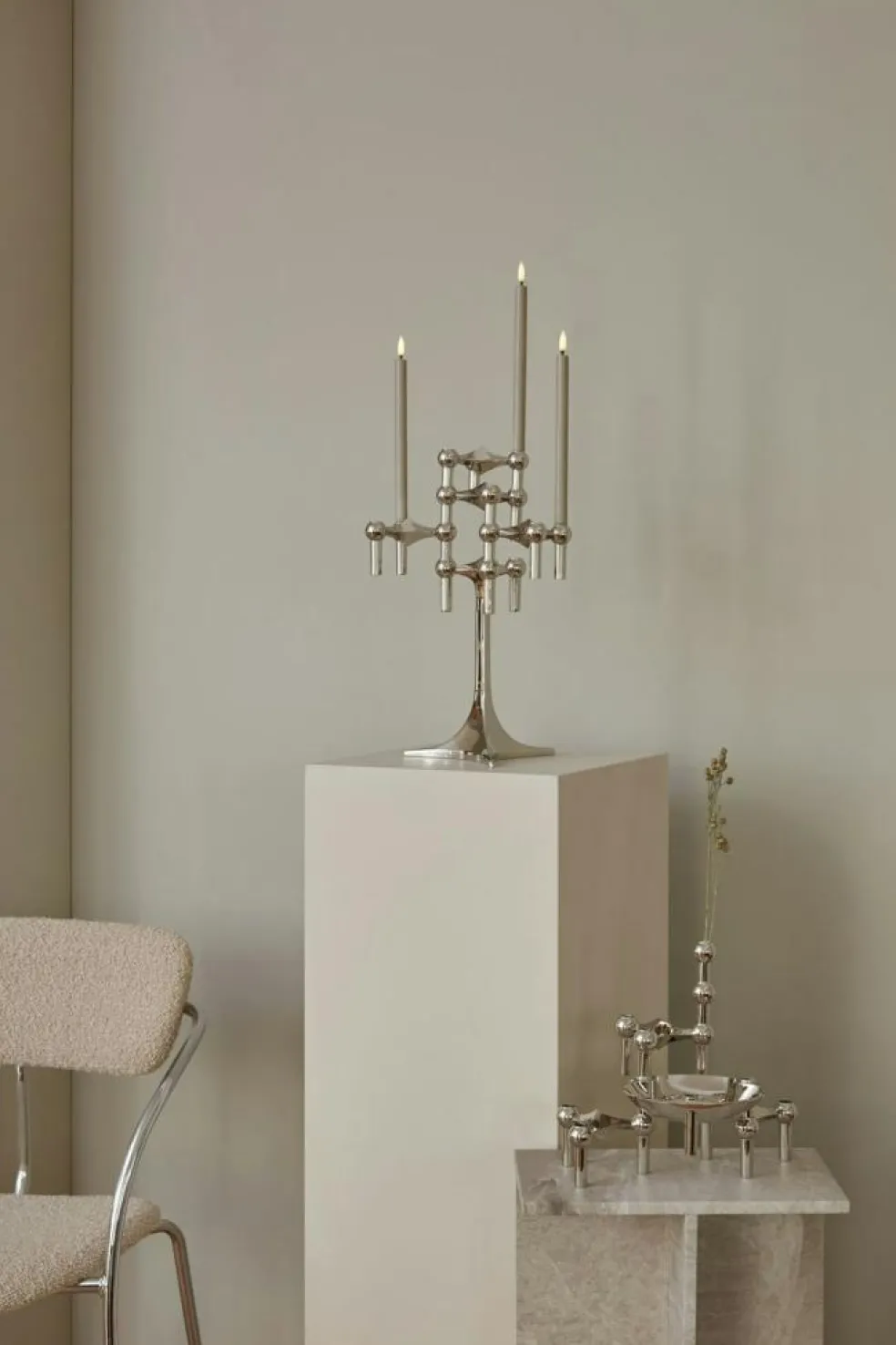 Nagel Candlestick, Brushed Brass