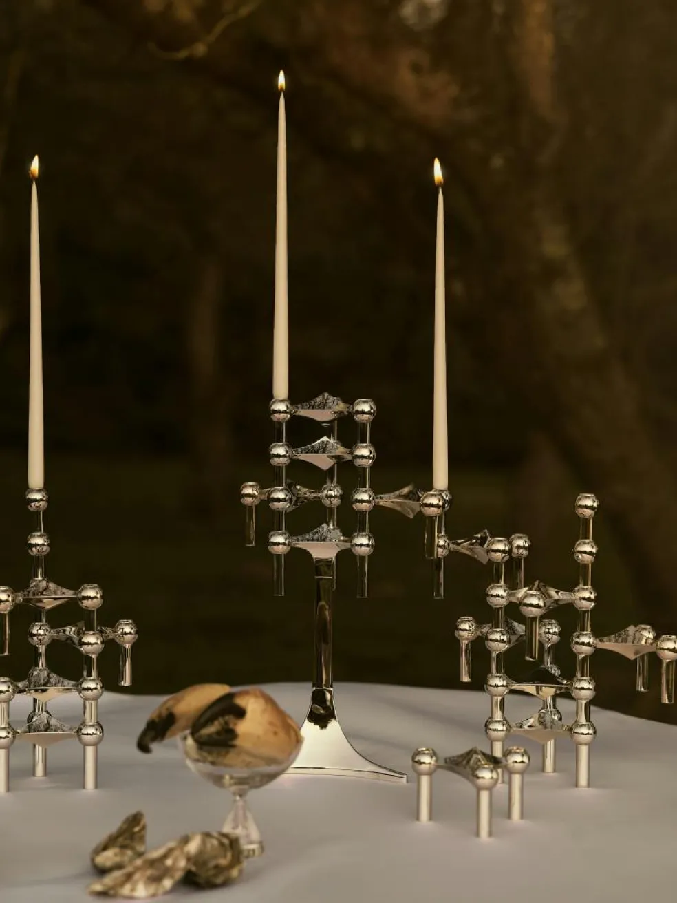 Nagel Candlestick, Brushed Brass