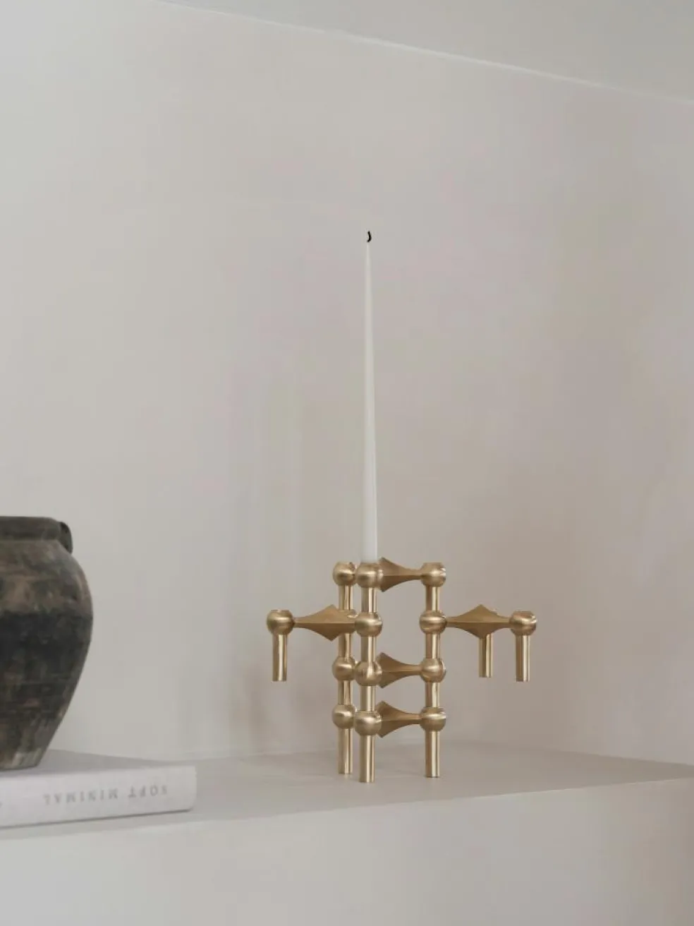 Nagel Candlestick, Brushed Brass
