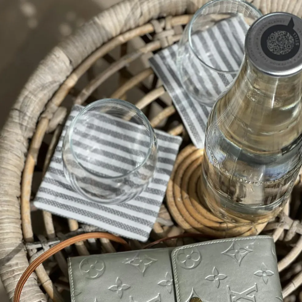 Narrow Stripe Coasters 10x10 cm 4-pack, Grey