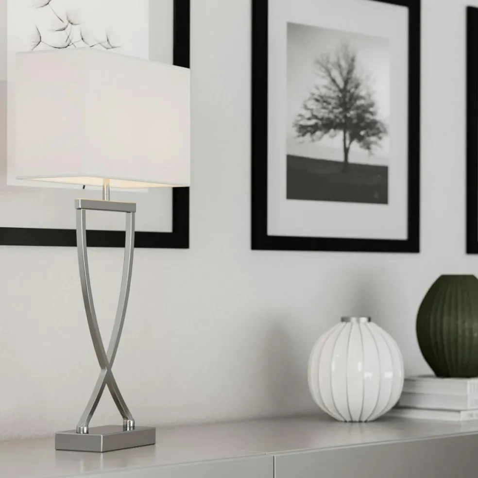 Omega Table Lamp 52 cm, Chrome / White