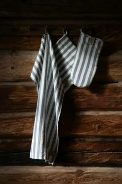 Oven Glove Stripes, White/Blue