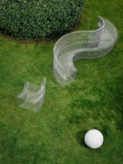 Pantonova Outdoor Lounge Chair Linear, Stainless Steel