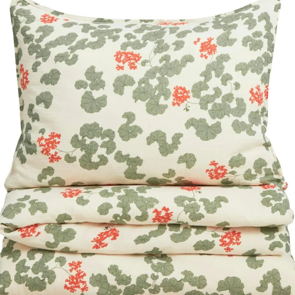 Pelargonium Muslin Bed Set, 150x210 + 50x60 cm