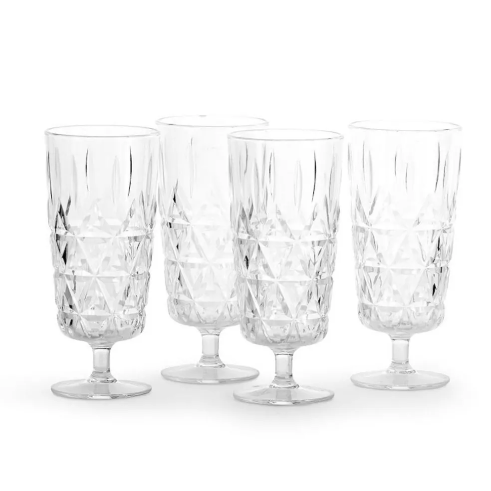 Picknick Glass High With Foot Acrylic 4-pack, Clear