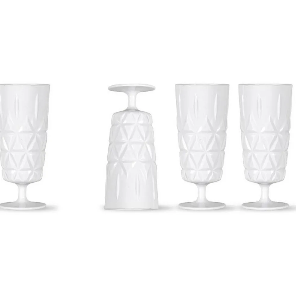 Picknick Glass High With Foot Acrylic 4-pack, Clear