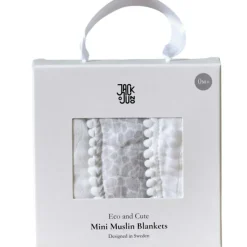 Pom Pom Mini Baby Blanket 3-pack, Pearl & Giraffe Gray