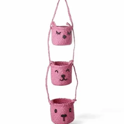 Raffia Hanging Storage With Animal Heads, Natural
