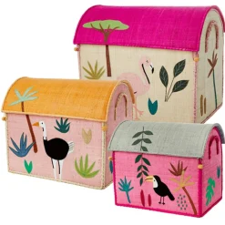 Raffia Toy Storage 3-pack, Pink Jungle