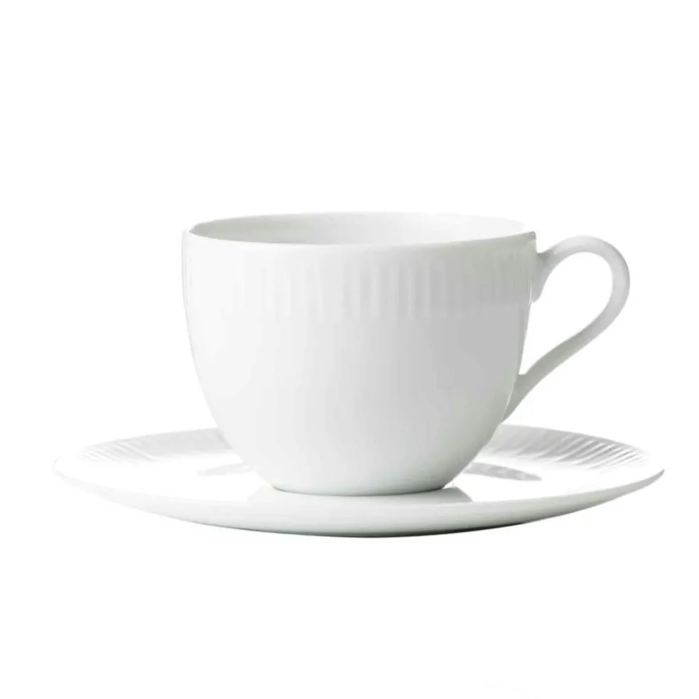 Relief Coffee Cup With Saucer 20 cl 4-Pcs, White
