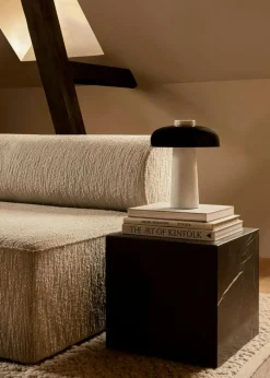 Reverse Table Lamp, Travertine / Bronzed Brass