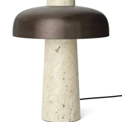 Reverse Table Lamp, Travertine / Bronzed Brass