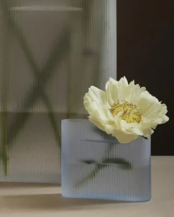 Ridge Vase Frosted Glass 16,5 cm, Taupe