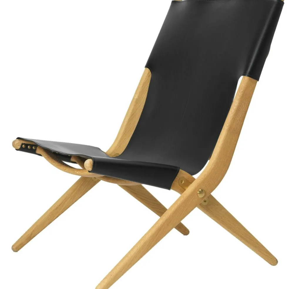Saxe Lounge Chair, Oiled Oak / Black Leather
