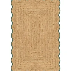 Scallop Jute Rug 75x200 cm, Misty Blue