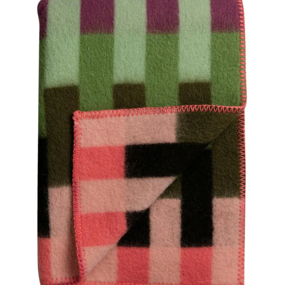 Åsmund Bold Wool Plaid 135x200 cm, Pink / Green