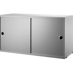 String Cabinet With Sliding Doors 30x78 cm, Black