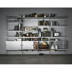 String Cabinet With Sliding Doors 30x78 cm, Black